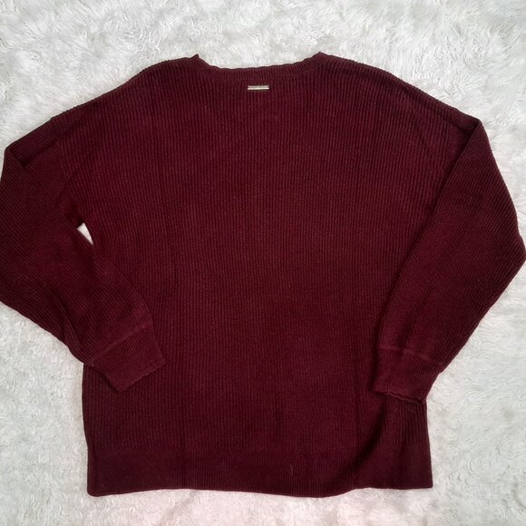 Michael Michael Kors Women's Lace-Up Burgundy Knit Sweater Size M - Picture 3 of 8
